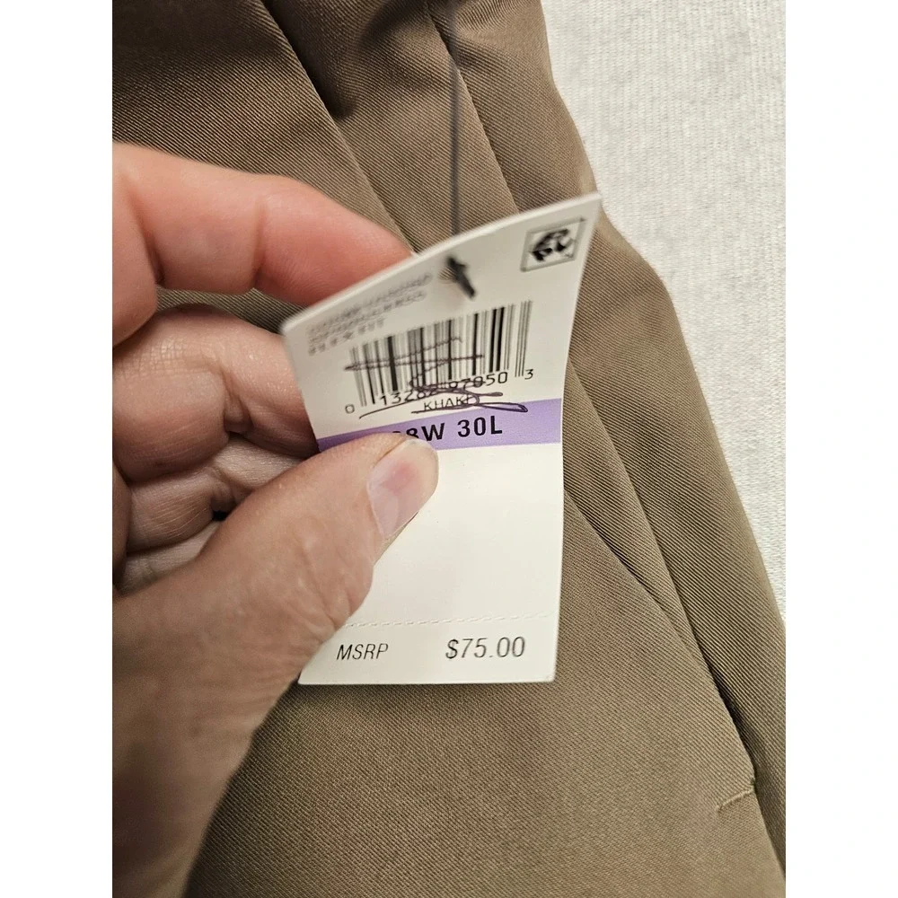 Van Heusen Flex Straight Fit‎ Khaki Dress Pants Mens 38x30 Non-Iron Stretch Tan